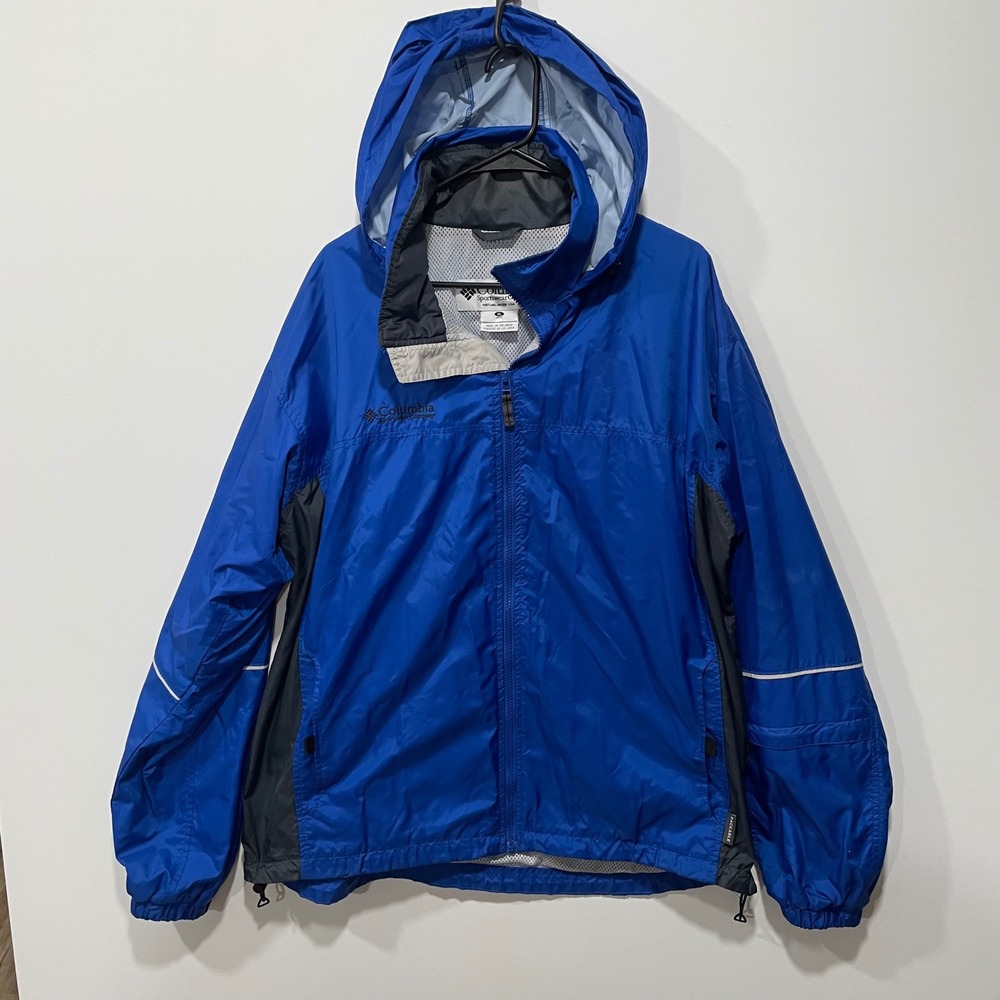 Columbia Sportswear Company Blue Packable Hooded Windbreaker Jacket Mens‎ XL